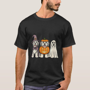 Womens Spooky Ghost Old English Sheepdog Pumpkin T-Shirt