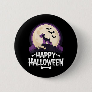 Womens Spooky Miniature Schnauzer Happy Halloween 6 Cm Round Badge