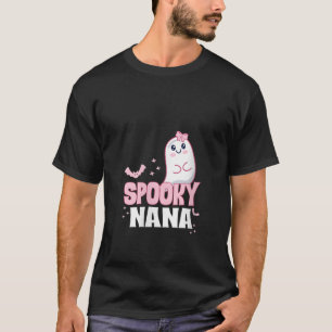 Womens Spooky Nana Family Cute Pink White Ghost Bo T-Shirt