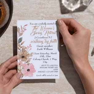 Women's Spring Retreat Pink Floral Boho Christian  Invitation