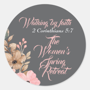 Women's Spring Retreat Wildflower Pink Christian Classic Round Sticker