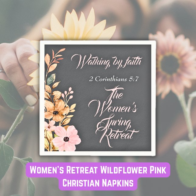 Women's Spring Retreat Wildflower Pink Christian Napkin (Women's Spring Retreat Wildflower Pink Christian Napkins)