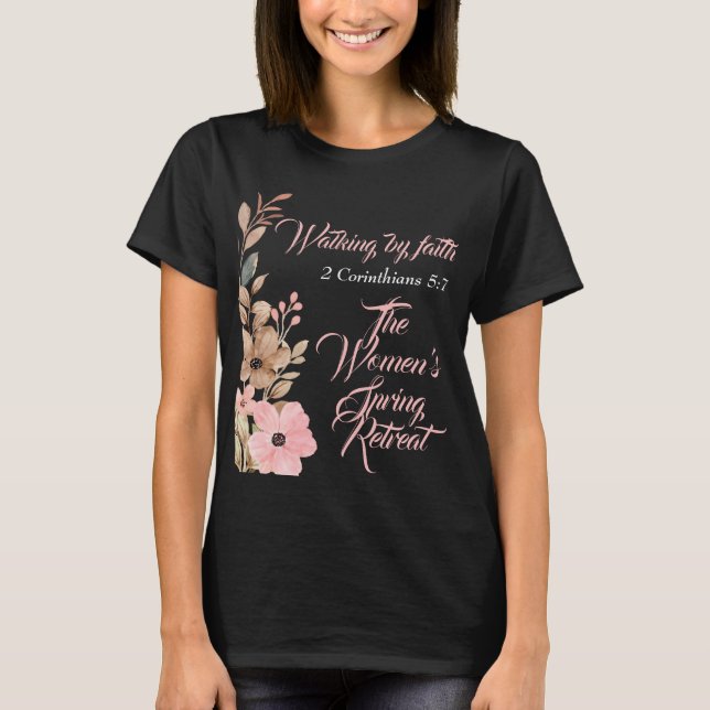 Women's Spring Retreat Wildflower Pink Christian T-Shirt (Front)