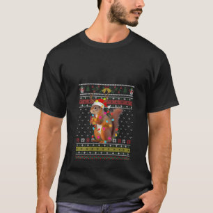 Womens Squirrel Funny Ugly Christmas Santa Hat Sno T-Shirt
