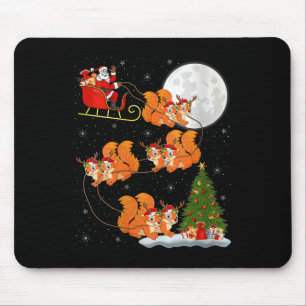 Womens Squirrel Santa Sleigh Flying Funny Magical Mouse Pad