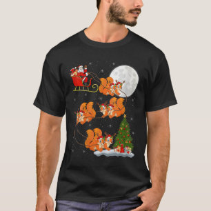 Womens Squirrel Santa Sleigh Flying Funny Magical T-Shirt