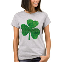 Women's St. Patrick's Day Glitter Shamrock Tee – F