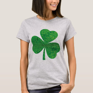 Women's St. Patrick's Day Glitter Shamrock Tee – F