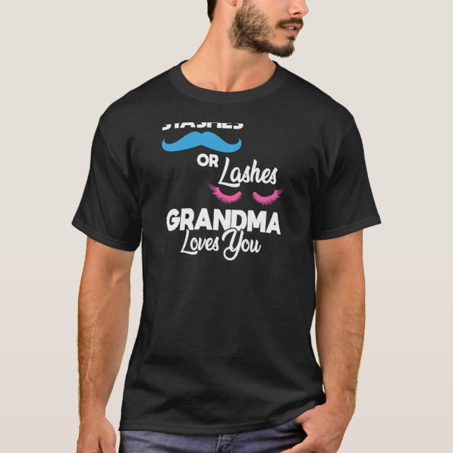 Womens stashes or lashes grandma loves you Grandmo T-Shirt (Front)