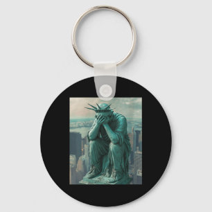 Womens Statue Of Liberty Facepalm V-neck Key Ring