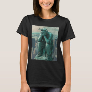 Womens Statue Of Liberty Facepalm V-neck T-Shirt