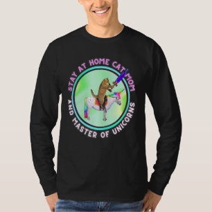 Womens Stay At Home Cat Mum And Unicorn Master T-Shirt