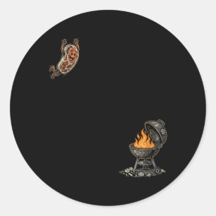 Womens Steak Dive Funny Flying Steak Bbq Grilling Classic Round Sticker