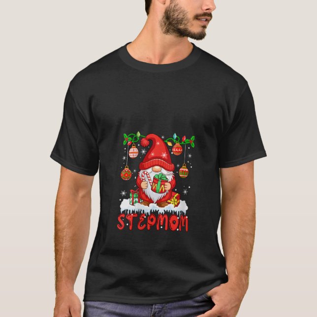 Womens Stepmom Christmas Gnome Colourful Lights Ma T-Shirt (Front)