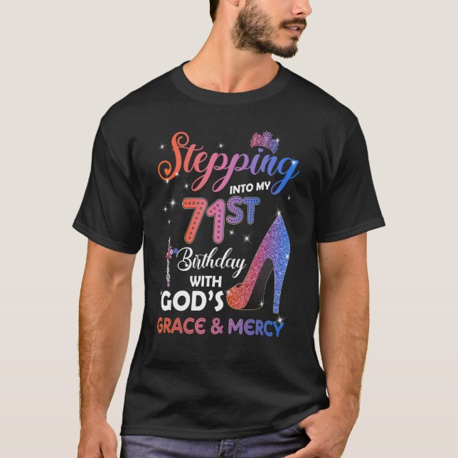 Womens Stepping Into My 71st Birthday Pumps 71 yea T-Shirt (Front)