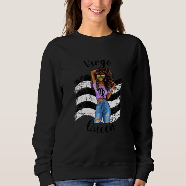 Womens Straight Ally Black Women Virgo Queen Zodia Sweatshirt (Front)