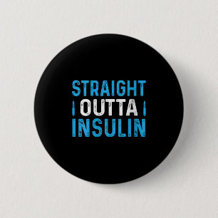 Womens Straight Outta Insulin V-neck 6 Cm Round Badge