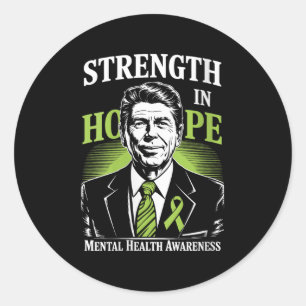 Womens Strength In Hope Green Ribbon Mental Health Classic Round Sticker