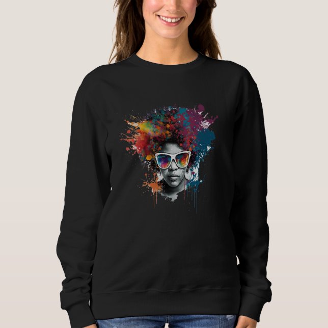 Womens Strong Afro Black Women African American  1 Sweatshirt (Front)