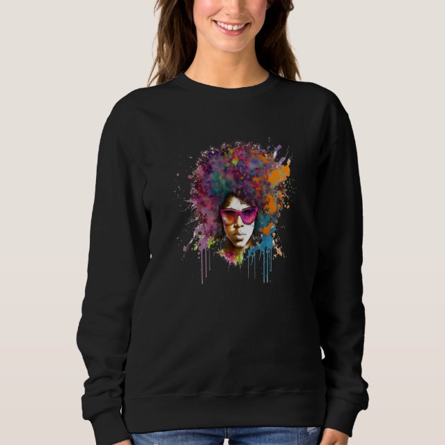 Womens Strong Afro Black Women African American  2 Sweatshirt (Front)