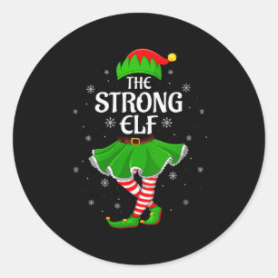 Womens Strong Elf Christmas Family Girls Women Elf Classic Round Sticker