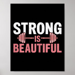 Womens Strong Is Beautiful Gym Fitness Motivationa Poster