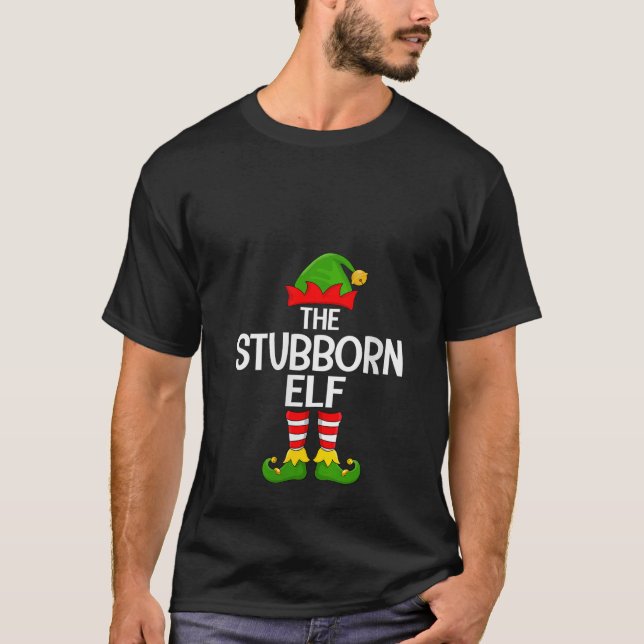 Womens Stubborn Elf Xmas Matching Family Elf Squad T-Shirt (Front)