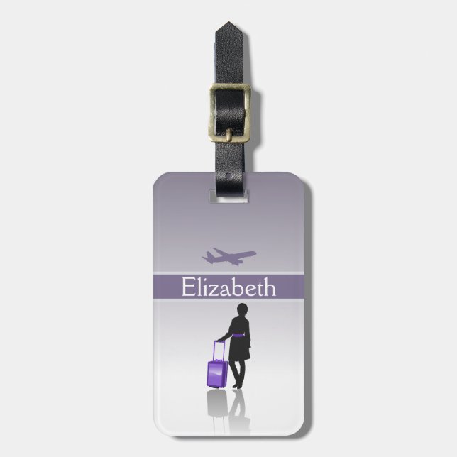 Womens Stylish Personalised Silhouette Luggage Tag (Front Vertical)