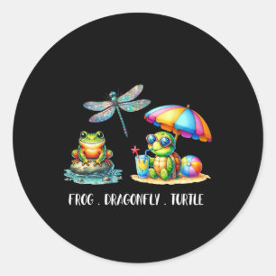 Womens Subtle Political Humour Frog Dragonfly Turt Classic Round Sticker