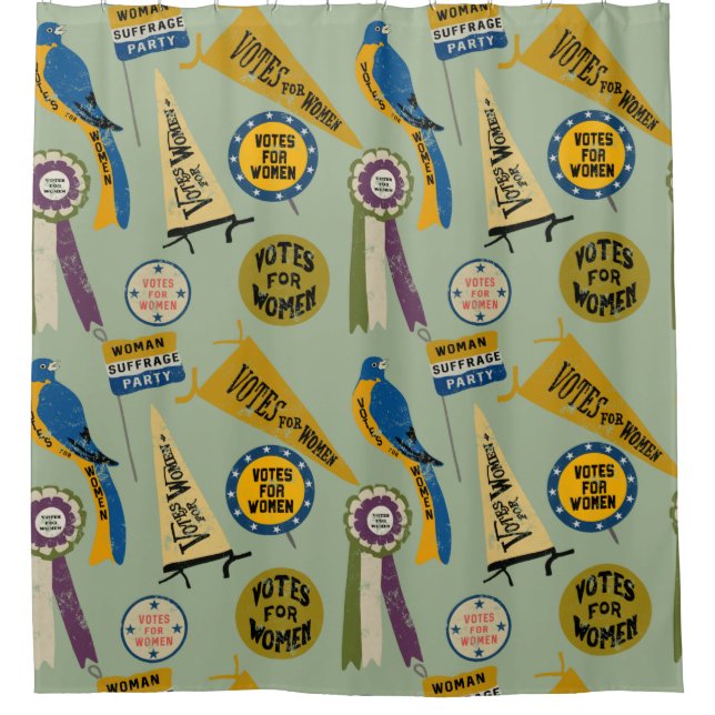 Womens Suffrage Movement Memorabilia Collage Print Shower Curtain (Front)