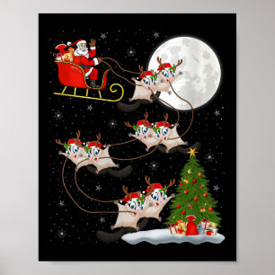Womens Sugar Glider Santa Sleigh Flying Funny Magi Poster