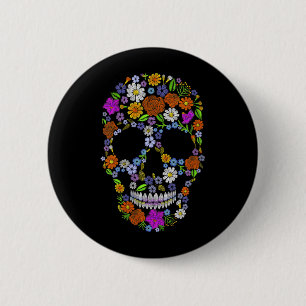 Womens Sugar Skull Floral Halloween Day Of The 6 Cm Round Badge