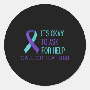 Womens Suicide Prevention 988 Hotline Shirt 988 Su Classic Round Sticker