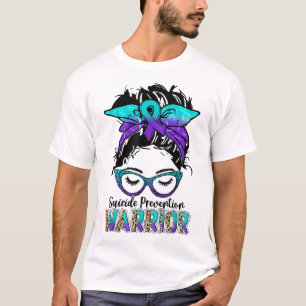 Womens Suicide Prevention Awareness Week Messy Bun T-Shirt