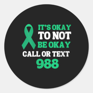 Womens Suicide Prevention Mental Health 988 Hotlin Classic Round Sticker