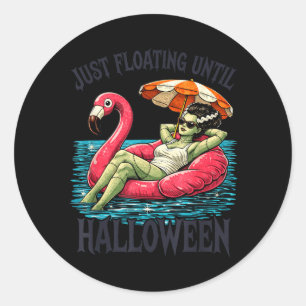 Womens Summerween Floating Until Halloween Girls Classic Round Sticker