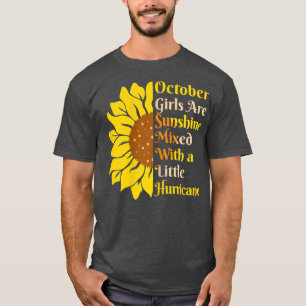 Womens Sunflower Born In October Birthday Sunshin T-Shirt