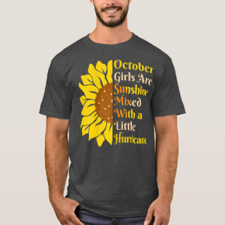 Womens Sunflower Born In October Birthday  Sunshin T-Shirt