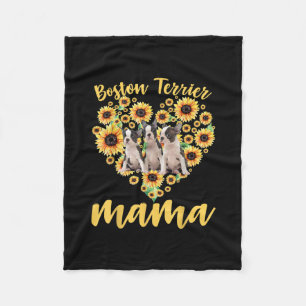 Womens Sunflower Boston Terrier Mama Dog Lover Fleece Blanket