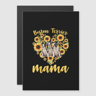 Womens Sunflower Boston Terrier Mama Dog Lover Magnetic Invitation