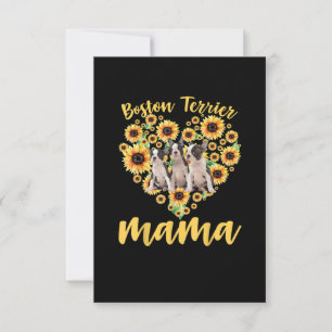 Womens Sunflower Boston Terrier Mama Dog Lover RSVP Card