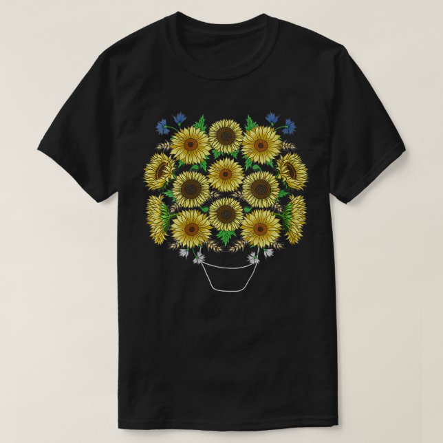Womens Sunflower Bouquet  Sunflowers Tee Floral Vi (Design Front)