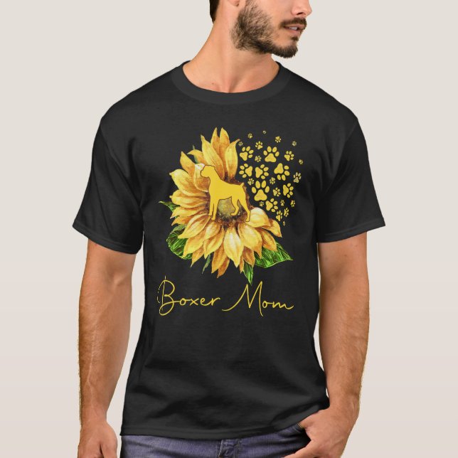 Womens Sunflower Boxer Mum Dog T-Shirt (Front)