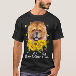 Womens Sunflower Chow Chow Mum Dog Lover Funny  T-Shirt