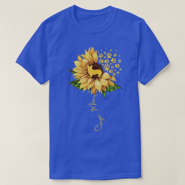 Womens Sunflower Corgi Mom Dog Lover  T-Shirt (Design Front)