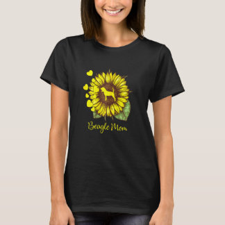 Womens Sunflower Dog Mum  For Beagle T-Shirt