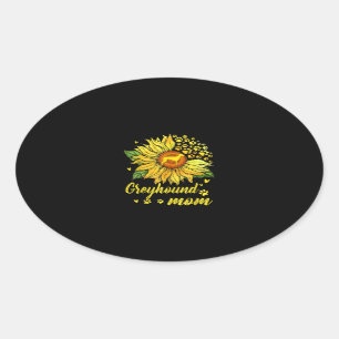 Womens Sunflower Greyhound Mum Dog Lover Gift Oval Sticker