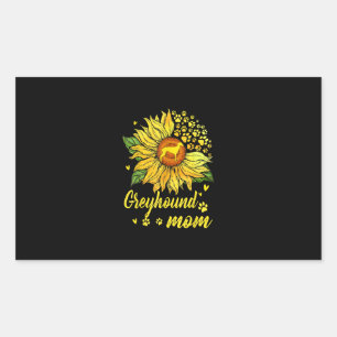 Womens Sunflower Greyhound Mum Dog Lover Gift Rectangular Sticker