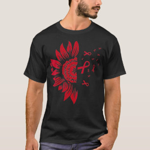 Womens Sunflower HIV Aids Brain Aneurysm Stroke Co T-Shirt