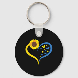 Womens Sunflower Love Heart I Stand With Ukraine B Key Ring
